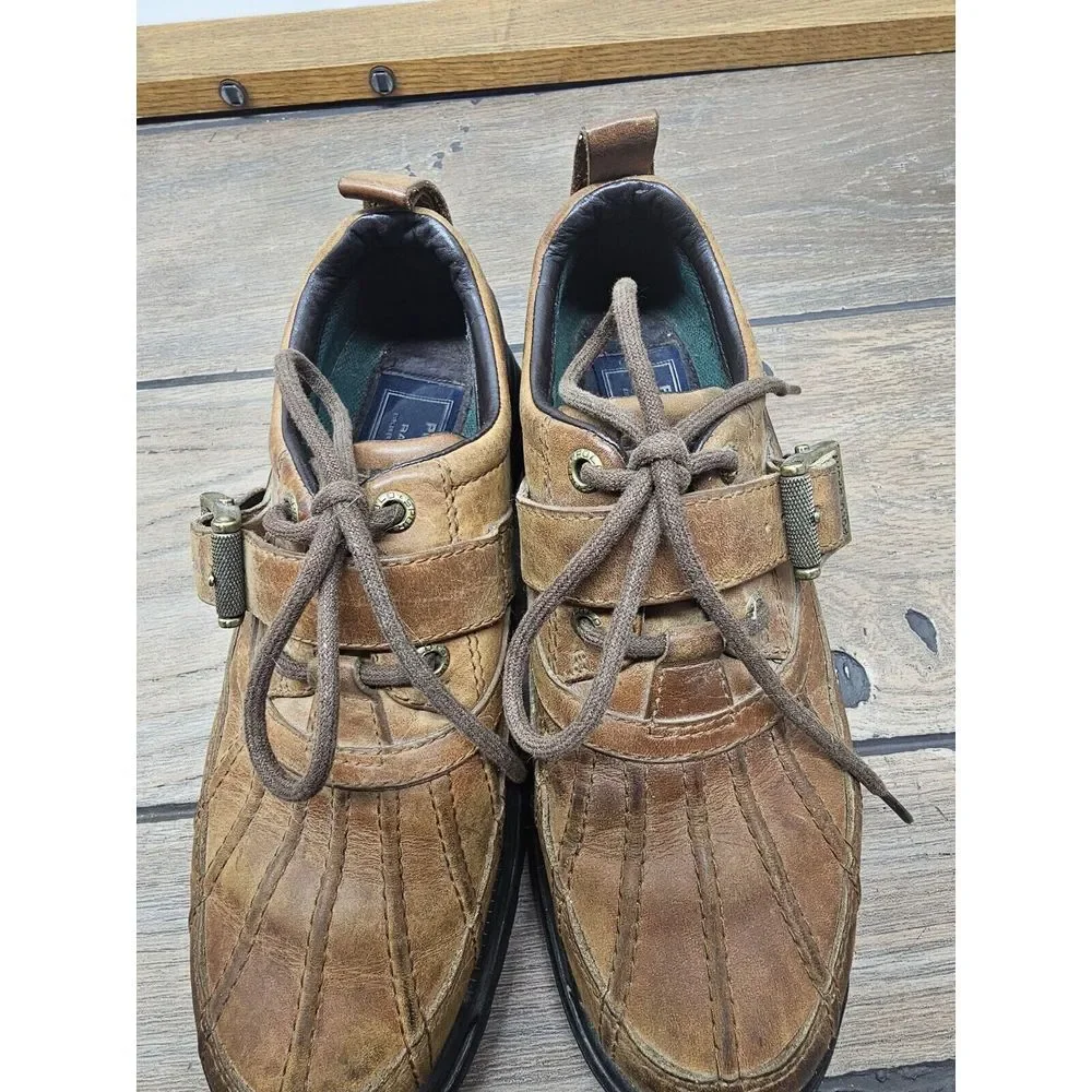 VTG Polo Sport Ralph Lauren Mens 7B Duck Rain Snow Buckle Leather Shoes 1990 Y2K